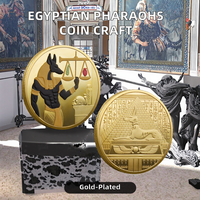 Pièce commémorative des pharaons égyptiens anciens en métal plaqué or et argent avec tête de chien mort Anubis Scales Hound Design