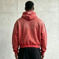 Sweat à capuche zippé personnalisé brodé pour homme, 100 % coton, coupe oversize, délavage enzymatique, hiver