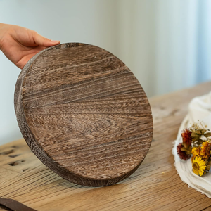 Plateau rond en bois rustique de 11 pouces pour bougies, pour <span class=keywords><strong>table</strong></span> basse, <span class=keywords><strong>table</strong></span> à manger, plateau décoratif en bois pour bougies - Product Image 3