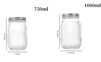 Pot Mason en verre côtelé vertical avec couvercle hermétique à vis pour la décoration intérieure, l'emballage de produits de soin, le stockage de bougies et de sels de bain