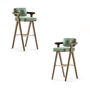 Luxury Modern Design Restaurant Furniture Customized <strong>Bar</strong> Chair <strong>Upholstered</strong> High <strong>Bar</strong> <strong>Stool</strong> with <strong>Back</strong> - Product Image 5