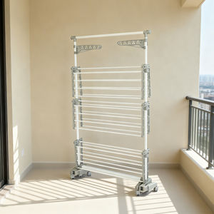 Porte-vêtements en métal épais à 3 niveaux, séchoir à <span class=keywords><strong>linge</strong></span> réglable sur pied pour balcon - Product Image 2