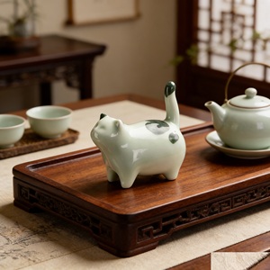 Cute Animal Kitten Glazed Pottery Ornament for Bedroom Lucky Wealth Small <strong>Cat</strong> <strong>Figurine</strong> - Product Image 6