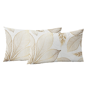Funda de Almohada MGI Hecha a Mano de Algodón, Estilo Clásico, con Cierre de Cremallera, Bordado de Hojas, Estampado de Puntos, Lavable - Product Image 1