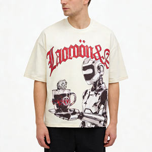 Kaos Pria Oversize Crop Boxy dengan Grafis Vintage Streetwear dan Cetak Digital - Product Image 2