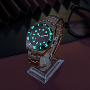 Montre mécanique pour homme, chronographe, étanche, en acier inoxydable, boîtier doré, personnalisée en usine - Product Image 2