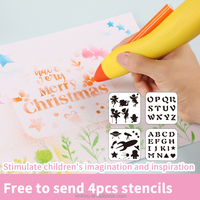 Drôle alimenté par batterie Spray Blow Marker Airbrush Kits avec 4pcs pochoirs lavables pour cadeau d'artisanat d'art pour enfants