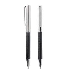 Exclusive Ball Pen Suppliers Luxury Carbon Fiber with Silver Metal Pen with Clip Corporate Promotional Gift Ballpoint Pen