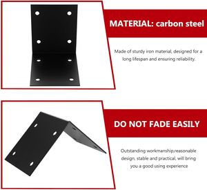Supports <span class=keywords><strong>d</strong></span>'<span class=keywords><strong>angle</strong></span> en métal robuste en forme de L, noirs, 90 degrés, pour étagères de meubles en bois - Product Image 2