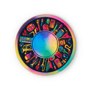Circular Iron-On Patch With Music Instruments Design Embroidered Sequins Glow In The Dark Nonwoven Felt Fabric Gift - Product Image 1