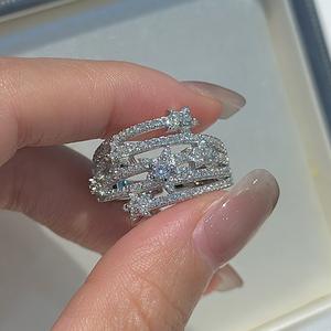 แหวนเงินแท้ S925 ดีไซน์เรียบหรู สไตล์ฝรั่งเศส วินเทจ ยุคกลาง ประดับเพชรซิคอน รูปดาวตก แหวนปรับขนาดได้ - Product Image 1