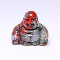 Figurines d'animaux sculptées en pierre naturelle Huiying, vente en gros, 30*30mm, pierre de sang africaine, Bouddha assis et épanoui pour la décoration intérieure.