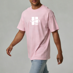 T-shirt de sport rose personnalisé avec broderie, 250 g/m², 100 % coton respirant, surdimensionné, t-shirt de luxe pour homme, poids lourd - Product Image 2