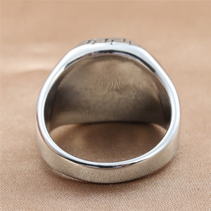 European American Style <b>Titanium</b> Steel <b>Ring</b> Geometric Retro Men's Punk Gemstone Bezel Setting Gift Jewelry 24059 - Product Image 2