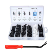 HE26 100 pièces Kit de clips de fixation pour pare-chocs et panneaux de porte de voiture, kit de broches de poussée pour la mise à niveau et la rénovation automobile