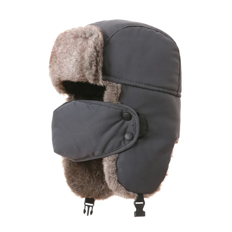 Sıcak satış kalın sıcak Ushanka şapka kış kulaklığı kış rus kap şapka ile maske