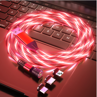 Handy Shining Charging 540 Grad LED drehen Leuchtendes Fließ licht Micro USB Typ C 3,3 Fuß 1M Magnet kabel Ladekabel
