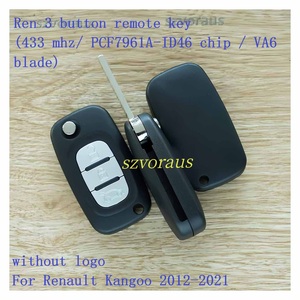 Clé de voiture intelligente à 3 boutons de haute qualité pour Renault 433 Mhz/ Puce PCF7961A-ID46 / Lame VA6 Sans logo pour <span class=keywords><strong>Kangoo</strong></span> 2012-2021 - Product Image 2
