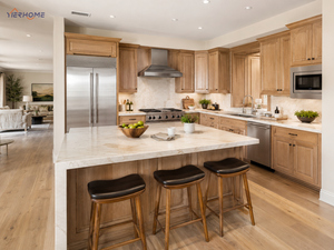 Armoires de <span class=keywords><strong>cuisine</strong></span> sur mesure avec comptoir en quartz Taj Mahal, grand îlot <span class=keywords><strong>pour</strong></span> projet de villa ou d'appartement - Product Image 1