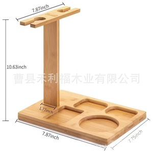 Support à vin de bureau en bambou 7,87x7,75 pouces, plateau multifonctionnel porte-gobelets pour les fêtes - Product Image 1