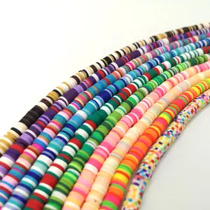 Multicolor 6mm 330pcs Handmade Polymer Clay Beads Round Colorful Clay Disc Spacer Beads Bulk for Bracelet Making
