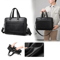 Nouvelle sacoche pour ordinateur portable homme 15,6 pouces, sacoche d'affaires en PU et sac de voyage grande capacité