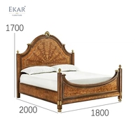 Cama Imperial EKAR Empress Sunburst |   Marco de Madera de Burl Estilo Inglés de Lujo |   Selecciones Premium para Dormitorios Principales
