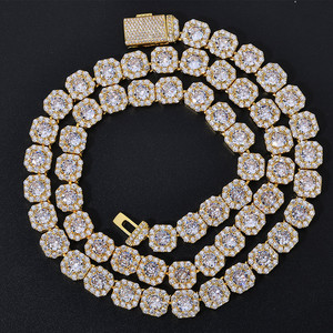 Collares de Joyería de Moda para Hombre, Estilo Hip Hop, de Alta Gama, con Moissanita y Zirconia Cúbica (CZ) con incrustaciones, Cadena Cubana tipo Tenis, Antideslustre, Venta al por Mayor - Product Image 1