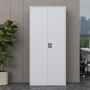 Mueble de Oficina Moderno de Fábrica, Armario Metálico de Acero con Doble Puerta Blanca, Estantes Ajustables y Cerradura, para Exteriores - Product Image 1