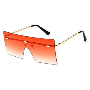 DOISYER 2021 nueva moda gafas de sol cuadradas sin montura azul/oro <span class=keywords><strong>Metal</strong></span> una pieza lente océano gafas de sol de gran tamaño para mujer - Product Image 4
