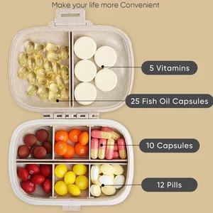 Boîte de rangement en plastique en gros, organiseur à 8 compartiments, pilulier hebdomadaire pour médicaments et comprimés - Product Image 5