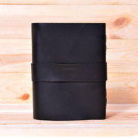 Journal intime en cuir noir véritable indien avec reliure à coudre et fermoir en C en laiton