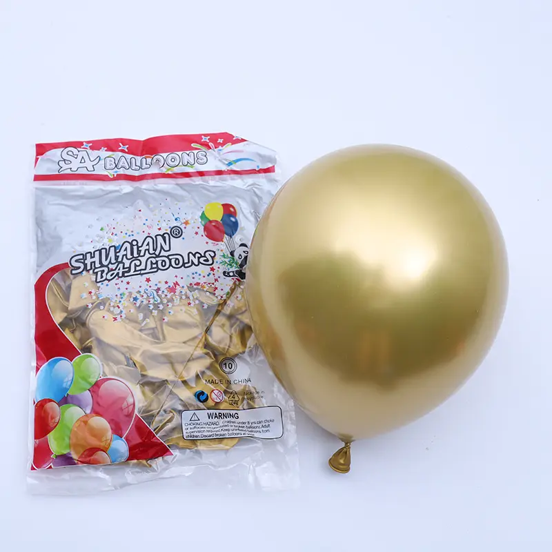 10 इंच क्रोम गुब्बारा 1.8g अच्छी गुणवत्ता चमक लेटेक्स गुब्बारा धातु Ballons क्रोम रंग गुब्बारे