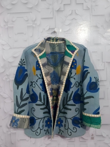Premium Handcrafted Quilted 100% Cotton <b>Kantha</b> <b>Jacket</b> Beautiful Bird Floral Embroidery Windproof Reversible Ladies Winter Coat - Product Image 5