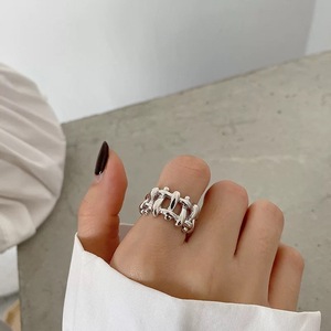 Anillo geométrico de plata de ley S925 para mujer, ajustable, para el dedo índice, joyería de uso diario - Product Image 4