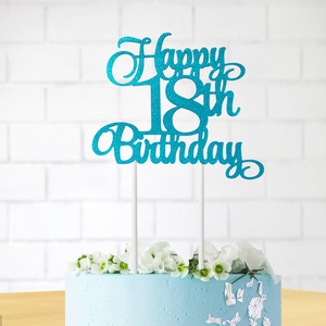 Nueva Decoración para Pastel de Cumpleaños en Oro Rosa con Números Azules 18 30 40 50 60 - Product Image 4