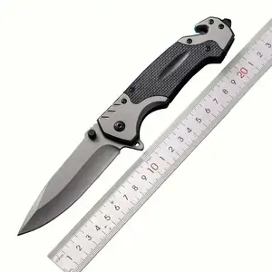 Cuchillos plegables multifuncionales para exteriores, cuchillo de bolsillo con abrebotellas y cortador de cinturón