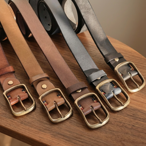 BS International Custom Brand Print Cow Hide Pin Buckle Belts Solid Pattern Square Steel Long Lasting Eco-Friendly Formal 3D - Product Image 1