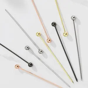 11cm warna-warni emas logam Martini pilihan alat Bar Cocktail Swizzle tongkat buah pin 18/8 304 Stainless Steel Cocktail picks