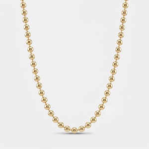 Collier chaîne à billes en argent sterling 925 plaqué or 18 carats, chaîne minimaliste, bijou polyvalent - Product Image 1