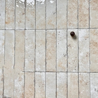 Carrelage mural en céramique beige travertin vintage fait main, effet vieilli, en bande longue et carré, style Wabi Sabi, pour la décoration de salle de bain et de cuisine