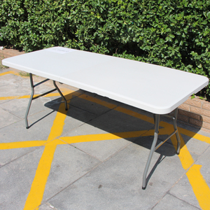 Heavy Duty Ultra Blow Molded Modern Plastic <strong>Folding</strong> Square <strong>Table</strong> Lightweight Metal <strong>Legs</strong> No Assembly Required Banquet <strong>Table</strong> - Product Image 1
