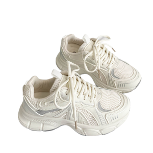 Chaussures de marche Torre style coréen pour femme, Nouveauté été 2025, Modèle à succès, à semelle épaisse, blanches, en maille respirante, avec semelle extérieure en caoutchouc - Product Image 1