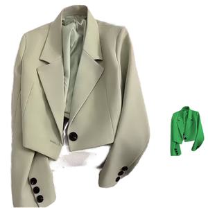 2025 primavera autunno <span class=keywords><strong>verde</strong></span> smeraldo Blazer da <span class=keywords><strong>donna</strong></span> taglia piccola abito per tutte le stagioni per ragazze - Product Image 2