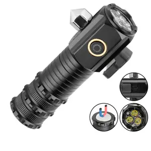Mini 3XPG USB Rechargeable Multifunctional Flashlight 4Modes Portable Magnet Clip Led Work Torch For Emergency Camping Hiking