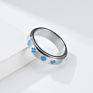 Four Leaf Clover Rotating <b>Ring</b> Unisex Pinky <b>Ring</b> Gift Jewelry Relief Anxiety Good Luck Symbol Rose Gold Tone - Product Image 2