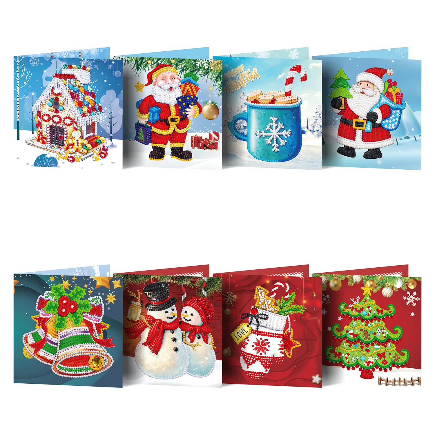 Nuevos productos 8 unids/set 3D tarjetas de felicitación de Navidad DIY manualidades de pintura de diamantes en kits de papel para niños y adultos