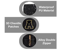 Pochette de maquillage personnalisée avec initiale A-Z, petite trousse de toilette en PU avec fermeture éclair pour adolescentes, noire, organiseur de toilette