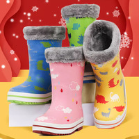 Bottes de neige pour enfants personnalisées, imprimées, thermiques, chaudes, en fourrure, imperméables, antidérapantes, en caoutchouc, mi-hautes, augmentant la taille