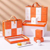 2024 nouveau Design 8 paquets vides boîtes de gâteau de lune haut de gamme boîtes d'emballage alimentaire créatives Orange affaires hôtel boîte-cadeau de luxe
